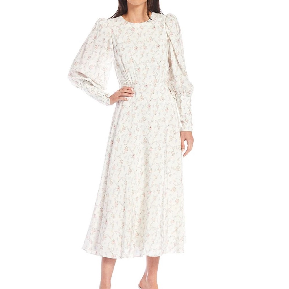x Born on Fifth Eloise Floral Print Blouson Midi Dress